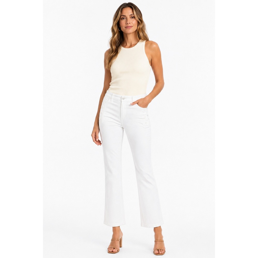 Kut from the Kloth Kelsey High Rise Ankle Flare White Pants Size 12 NWT